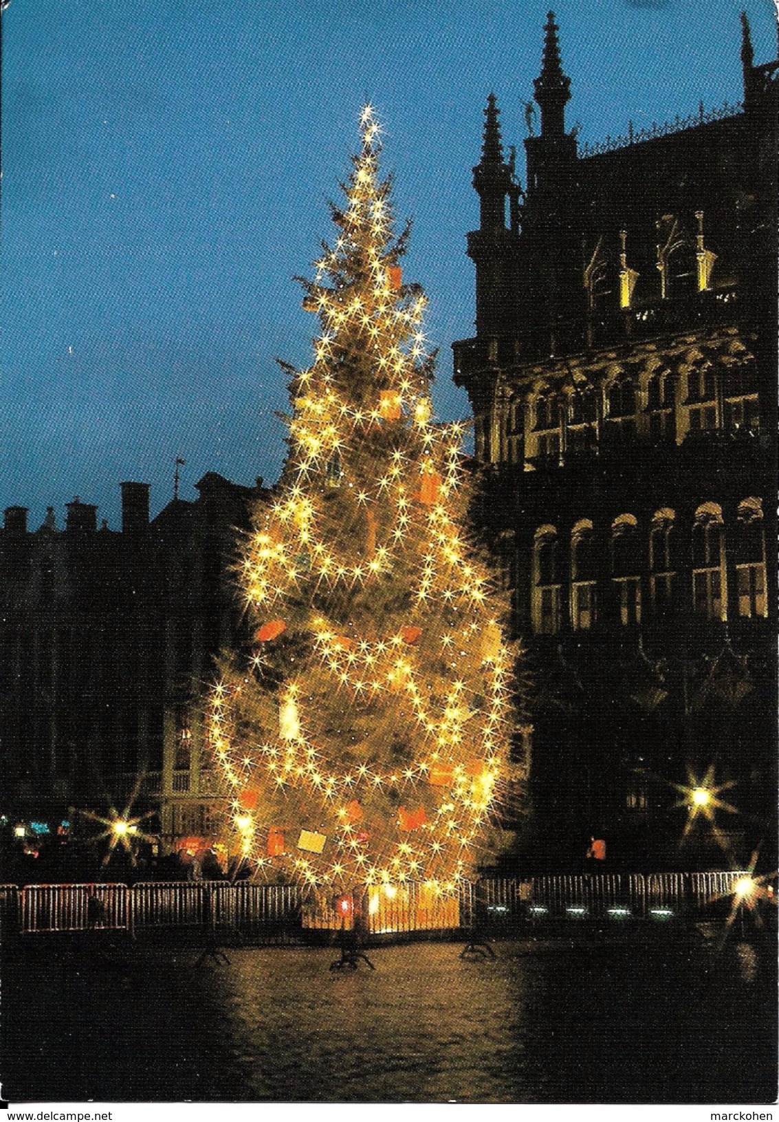 Bruxelles (1000) : Noël 1989 Sur La Grand'Place - Le Sapin Enluminé. CPSM. - Bruxelles La Nuit