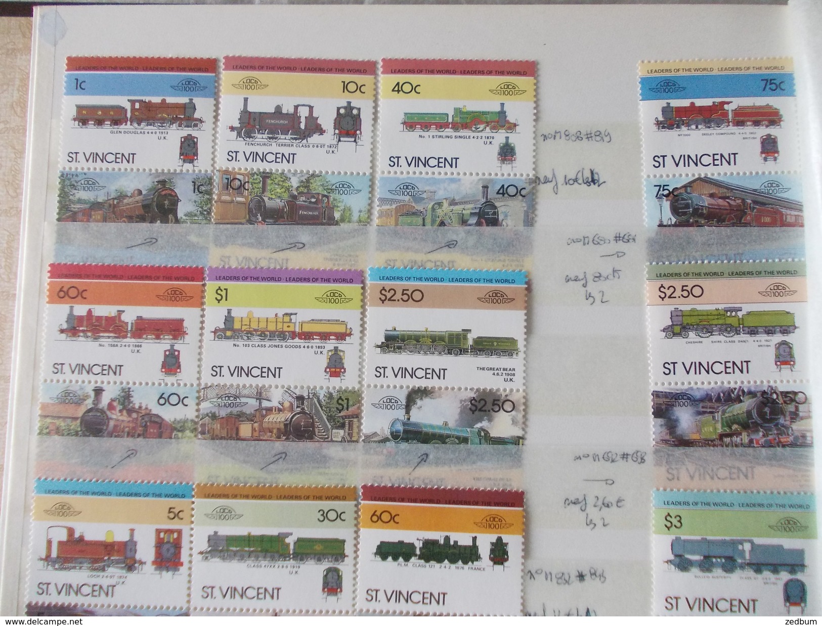 ALBUM 9 collection de timbres avec pour thème le chemin de fer train de tout pays valeur 510.20 &euro;