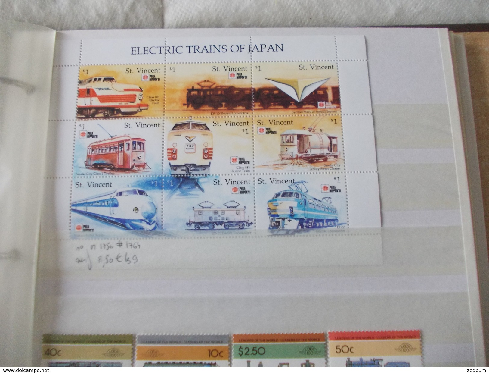 ALBUM 9 collection de timbres avec pour thème le chemin de fer train de tout pays valeur 510.20 &euro;