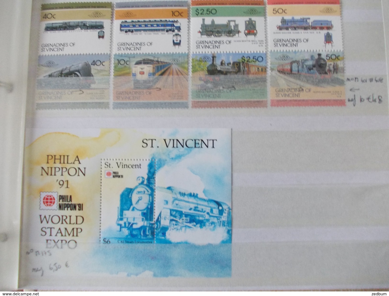 ALBUM 9 collection de timbres avec pour thème le chemin de fer train de tout pays valeur 510.20 &euro;