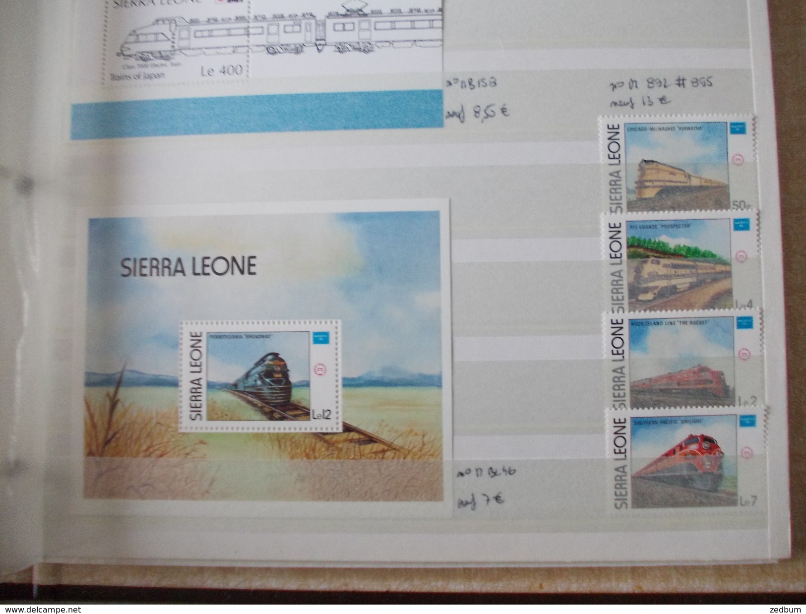 ALBUM 9 collection de timbres avec pour thème le chemin de fer train de tout pays valeur 510.20 &euro;