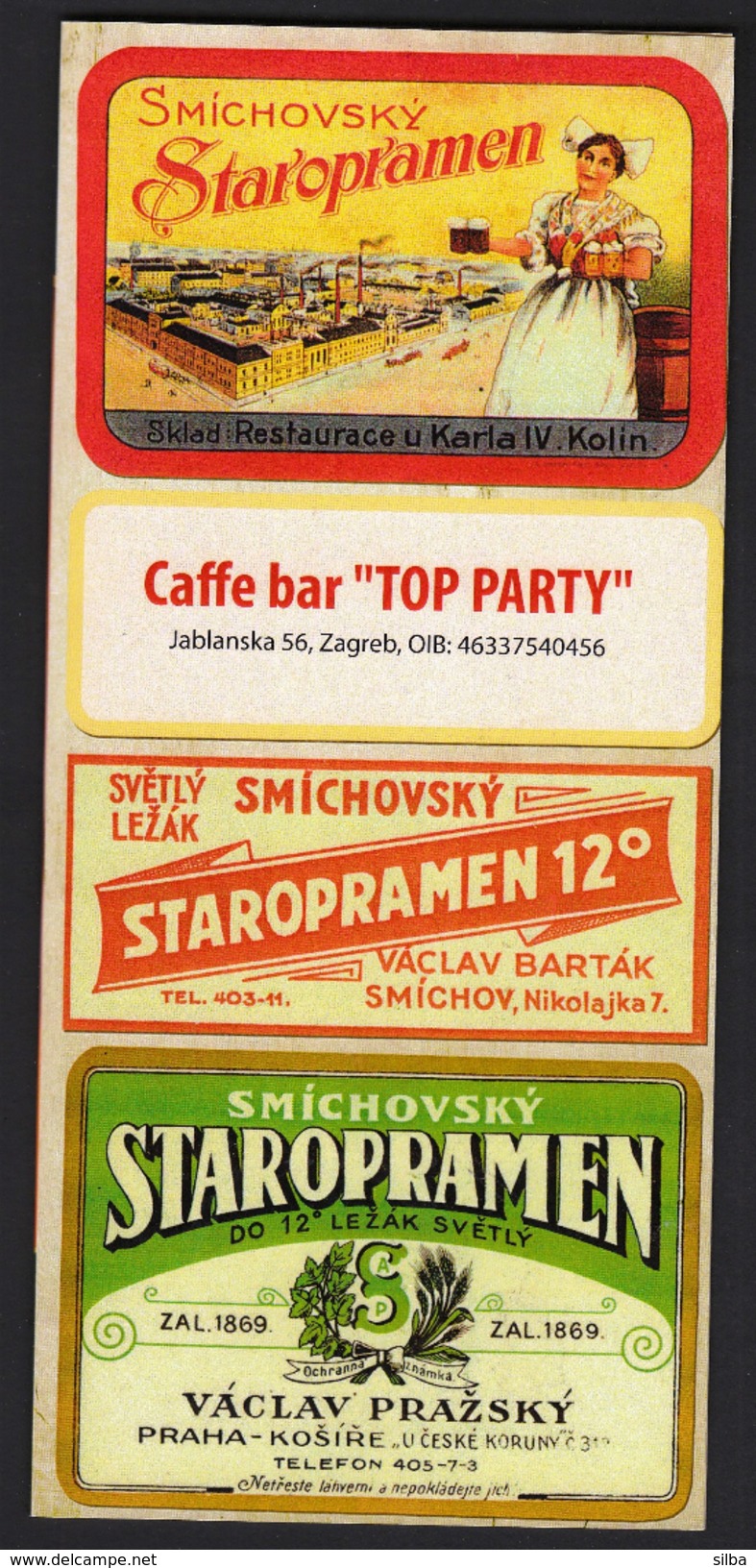 Croatia Zagreb 2017 / Price List Caffe Bar Top Party / Beer Staropramen - Prague - Autres & Non Classés