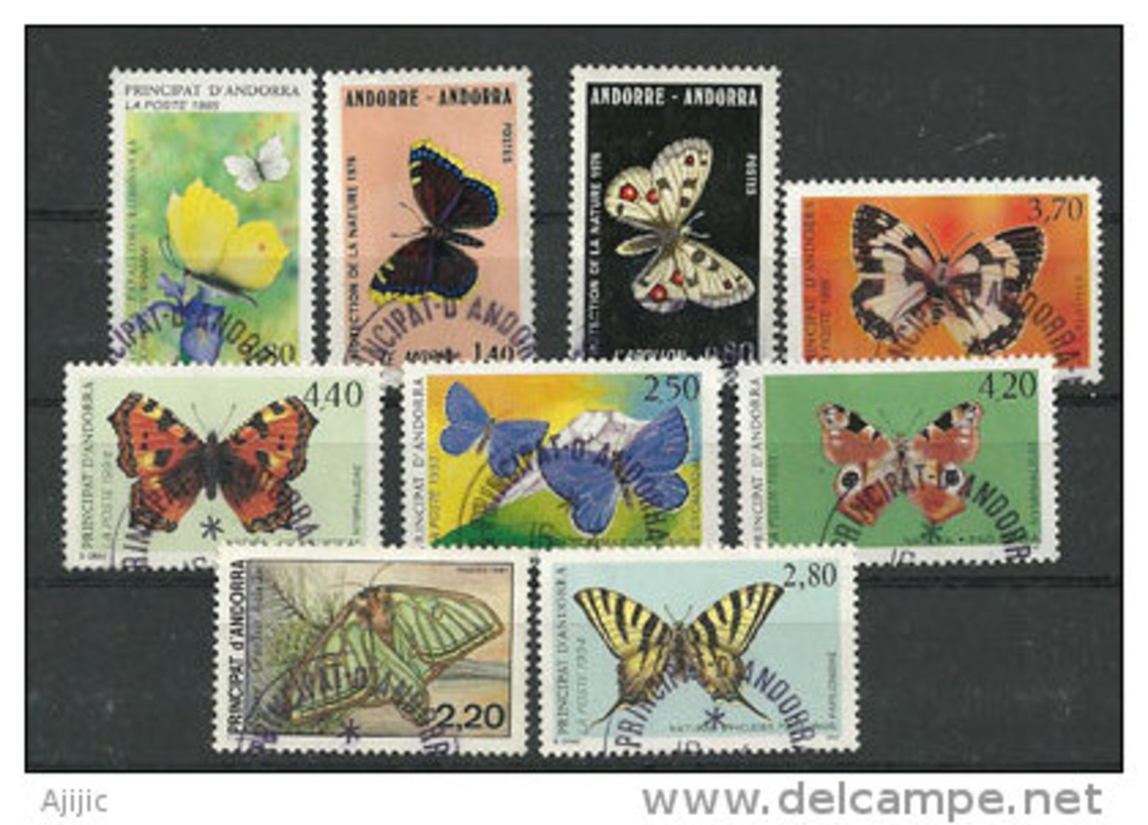 ANDORRE. Papillons De L'Andorre.  9 T-p Oblitérés. Première Qualité. - Used Stamps