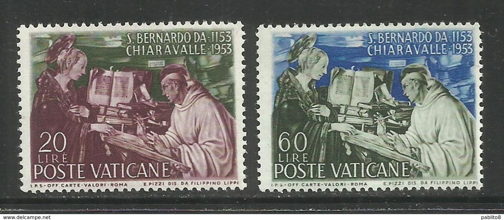 VATICANO VATIKAN VATICAN 1953 ST. SAN S. BERNARDO SERIE COMPLETA COMPLETE SET MNH - Unused Stamps