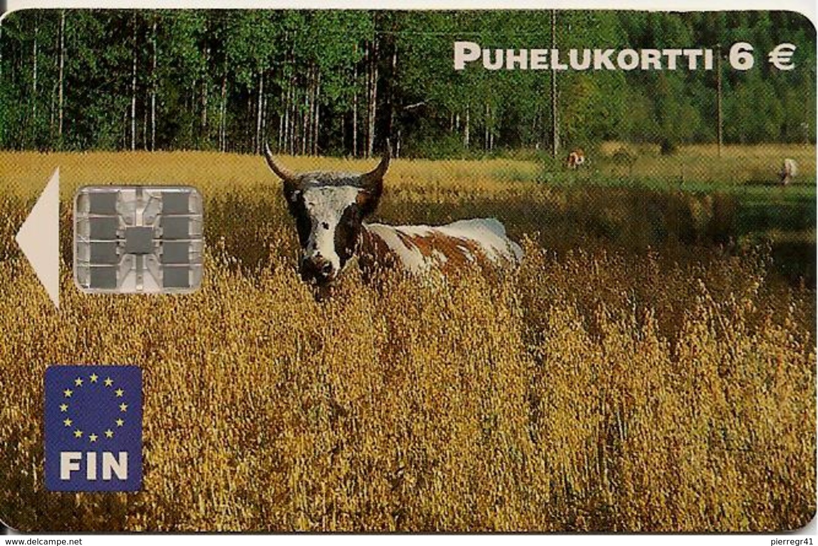 CARTE-PUCE-FINLANDE-6&euro;-VACHE-04/03-75000Ex-TBE- - Kühe