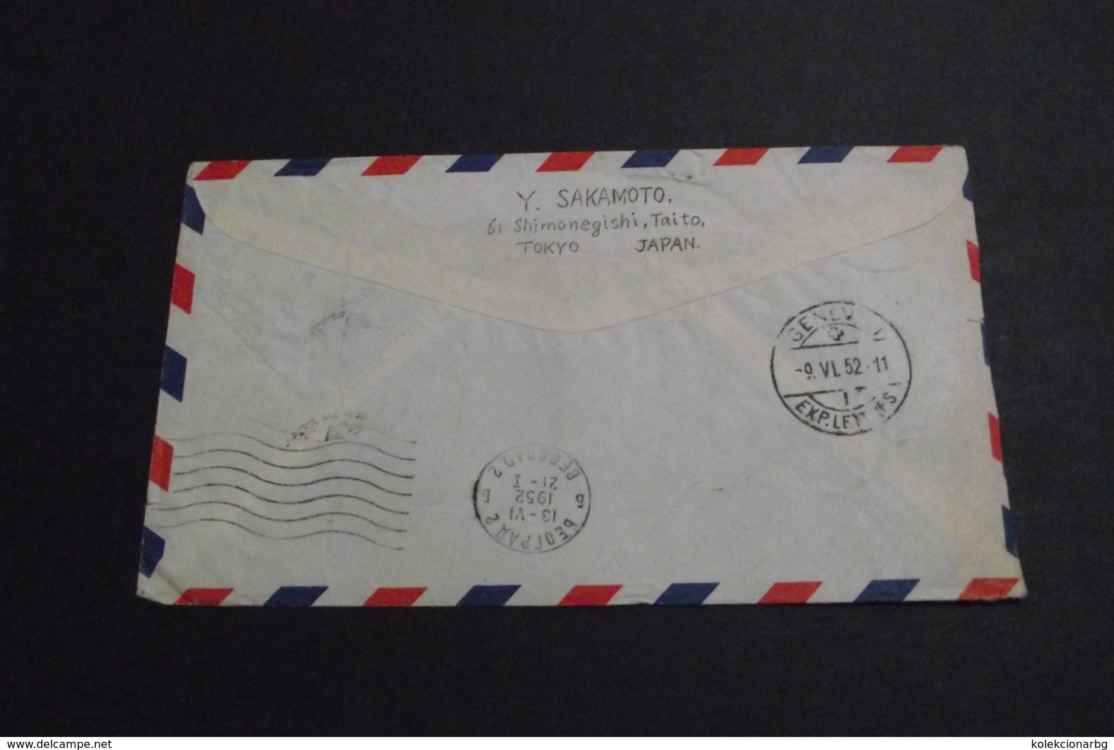 Letter Sent From AJapan (Tokyo) To Belgrade 9.VI 1952 - Lettres & Documents