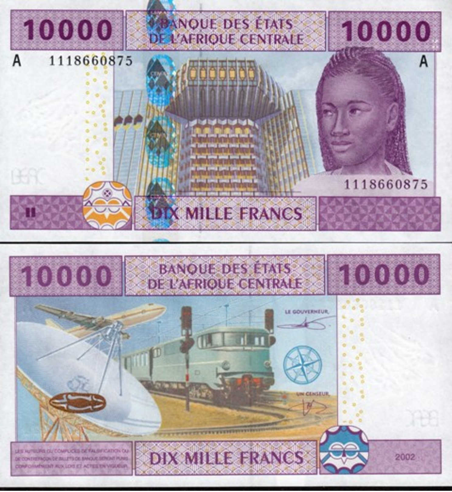 GABON  CENTRAL AFRICAN STATES 10000 Francs 2002 P 410A(3) UNC - Stati Centrafricani