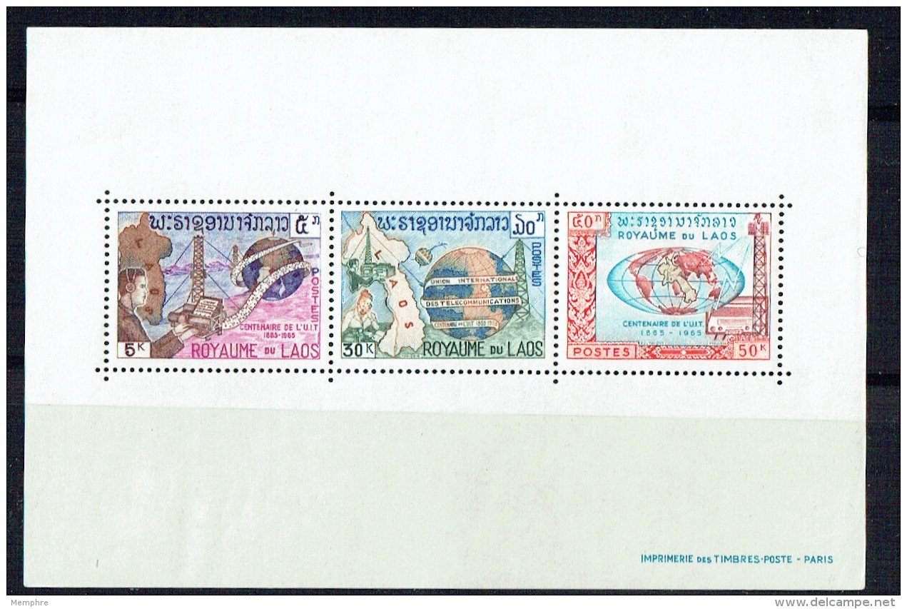 1965  ITU Centenary  Maps -  - Souvenir Sheet ** - Laos