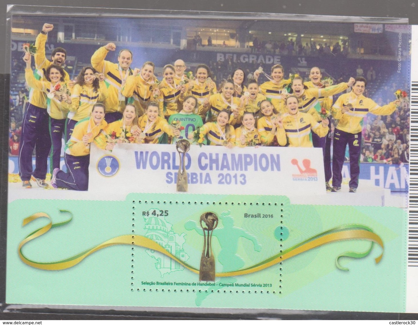 O) 2016 BRAZIL, FEMALE  SELECTION HANDBALL  WORLD CHAMPION SERBIA 2013, SOUVENIR MNH - Neufs