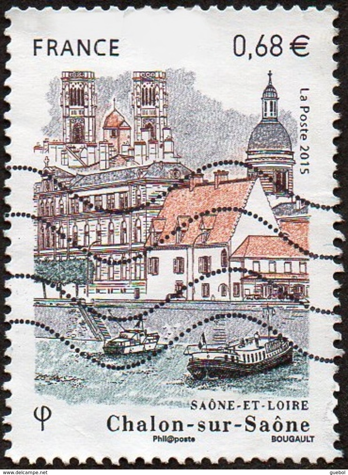 Oblitération Moderne Sur Timbre De France N° 4947 ** Cathédrale Saint Vincent à Châlons Sur Marne - Bateaux - Gebruikt