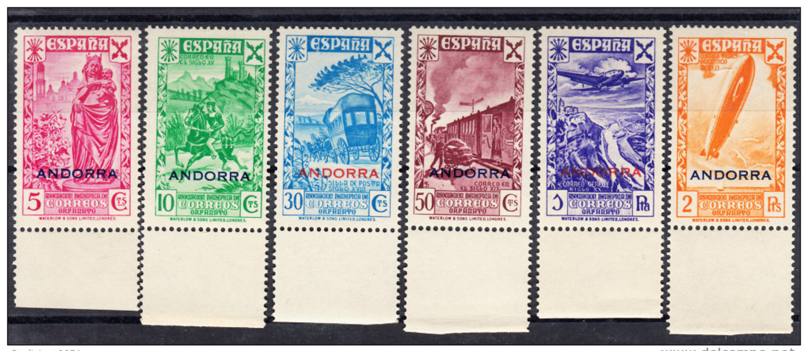 ANDORRA ESPAÑOLA 1943..EDIFIL BENEFICENCIA  Nº 7/12  NUEVOS  SIN  CHARNELA  SES274GRANDE - Unused Stamps