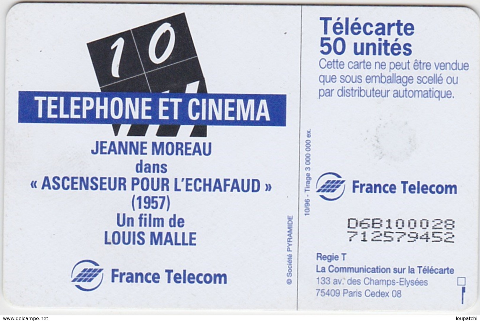 3 TELECARTES TELEPHONE ET CINEMA JEANNE MOREAU JEAN GABIN BERNARD BLIER - Film