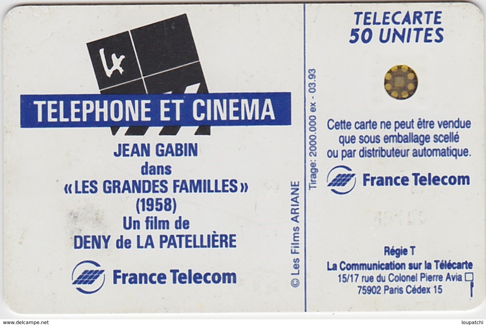 3 TELECARTES TELEPHONE ET CINEMA JEANNE MOREAU JEAN GABIN BERNARD BLIER - Film