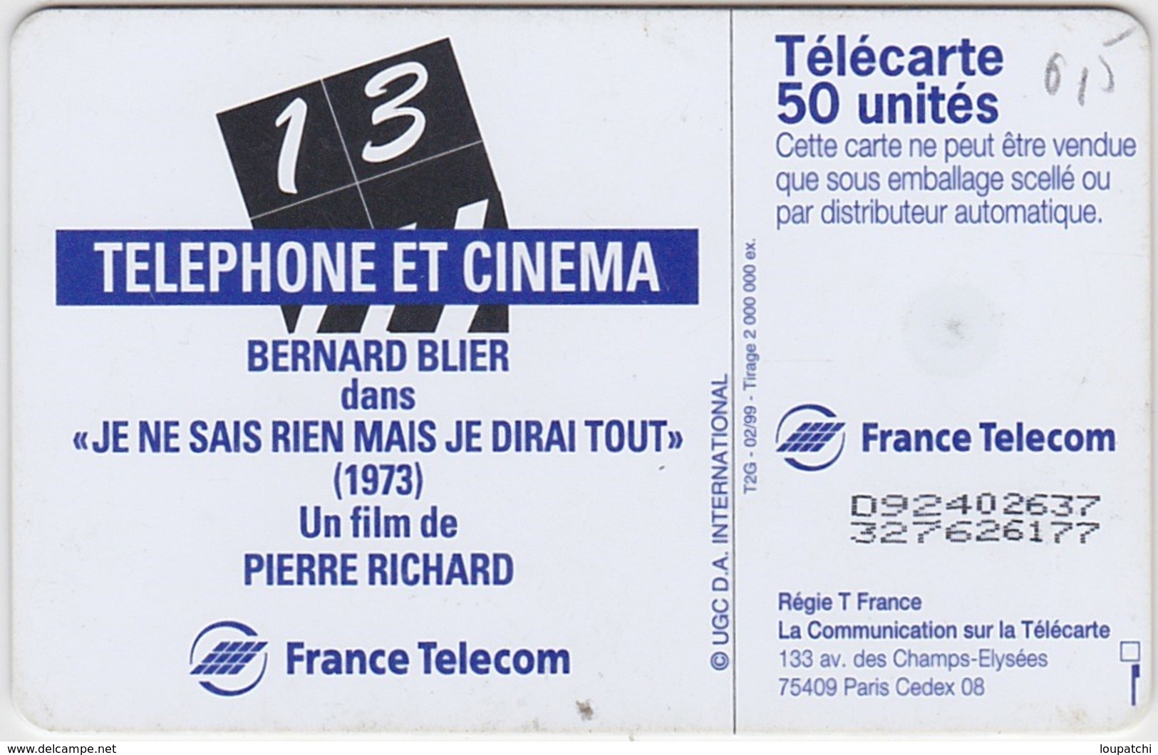 3 TELECARTES TELEPHONE ET CINEMA JEANNE MOREAU JEAN GABIN BERNARD BLIER - Kino