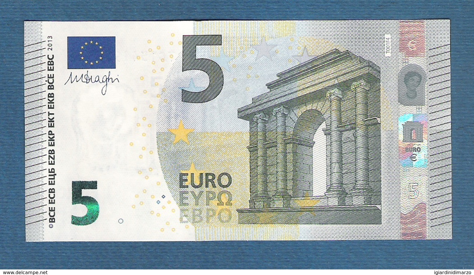 5 Euro - IRLANDA - 2013 - BANCONOTA DA 5 EURO FIRMA DRAGHI SERIE TC  (T001F4) - NON CIRCOLATA (FDS-UNC) - IN OTTIME CONDIZIONI.