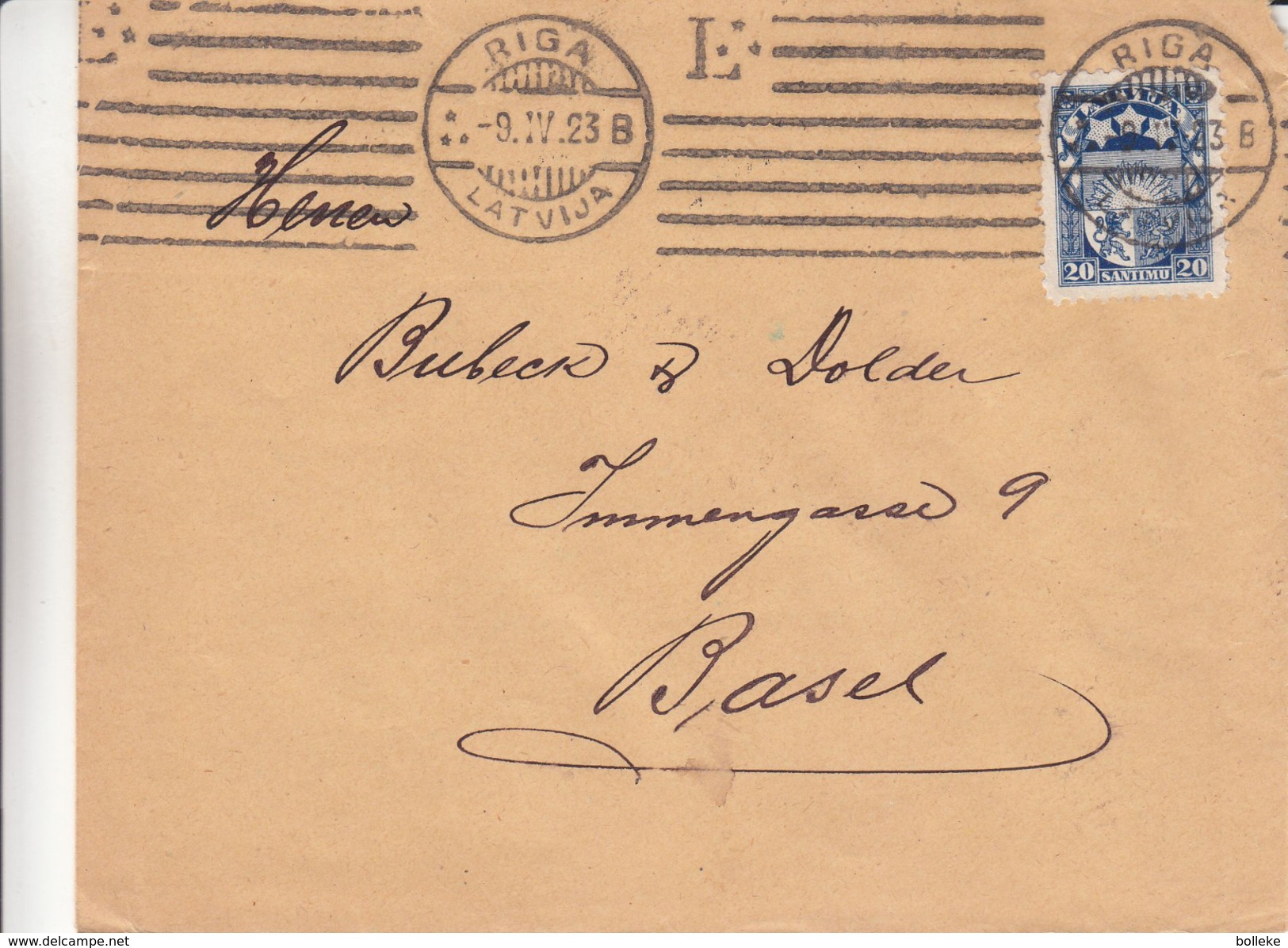 Lettonie - Lettre De 1923 - Oblit Riga - Exp Vers Basel En Suisse - Lettonie