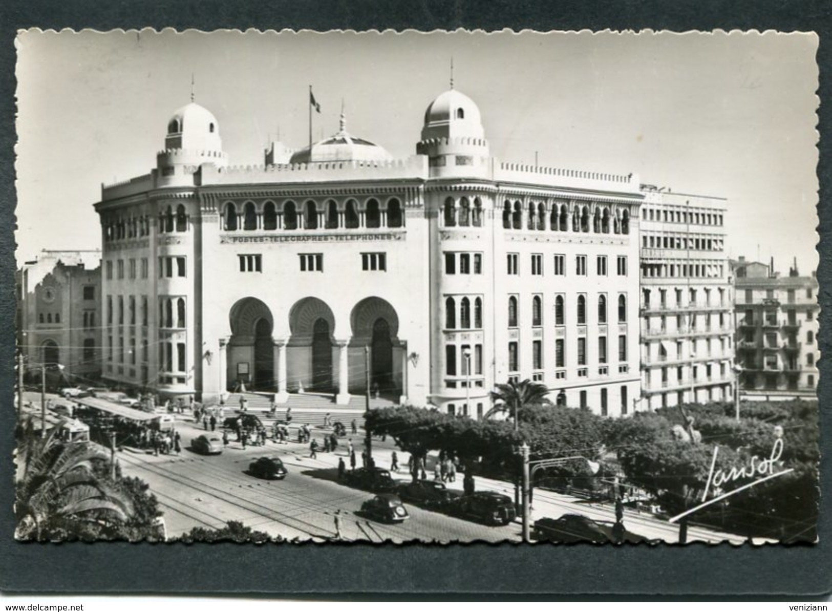 CPSM Format CPA - ALGER - La Grande Poste, Animé - Automobiles - Alger