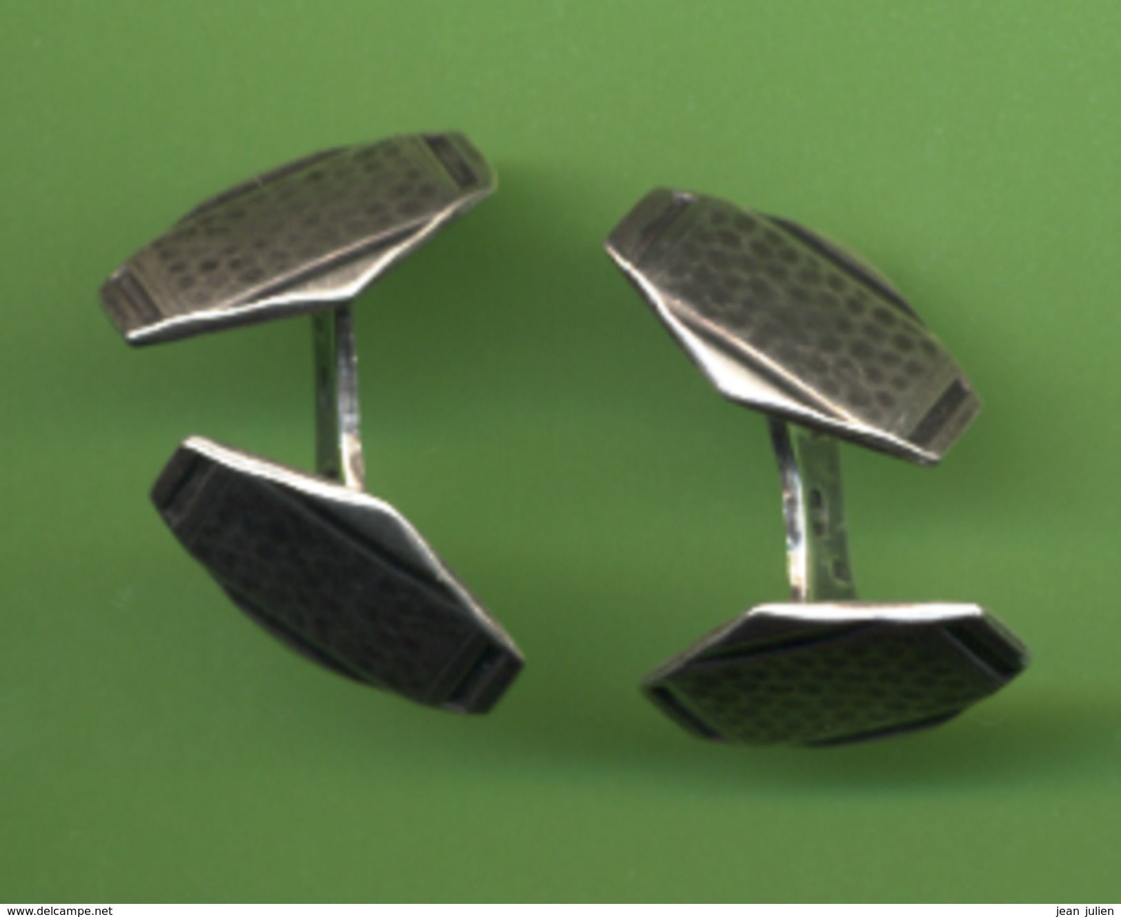 ANCIENS BOUTONS MANCHETTES -  " Double Bouton "  - ARGENT ?   -   2 Poinçons - Cuff Links & Studs