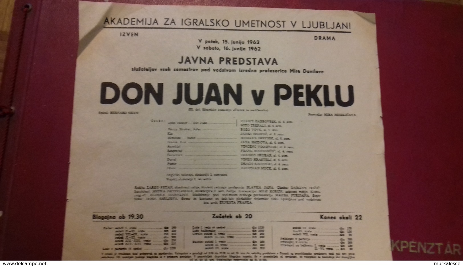 S.N.G.LJ   OPERA  PLAKAT   DON JUAN U PAKLU - Afiches