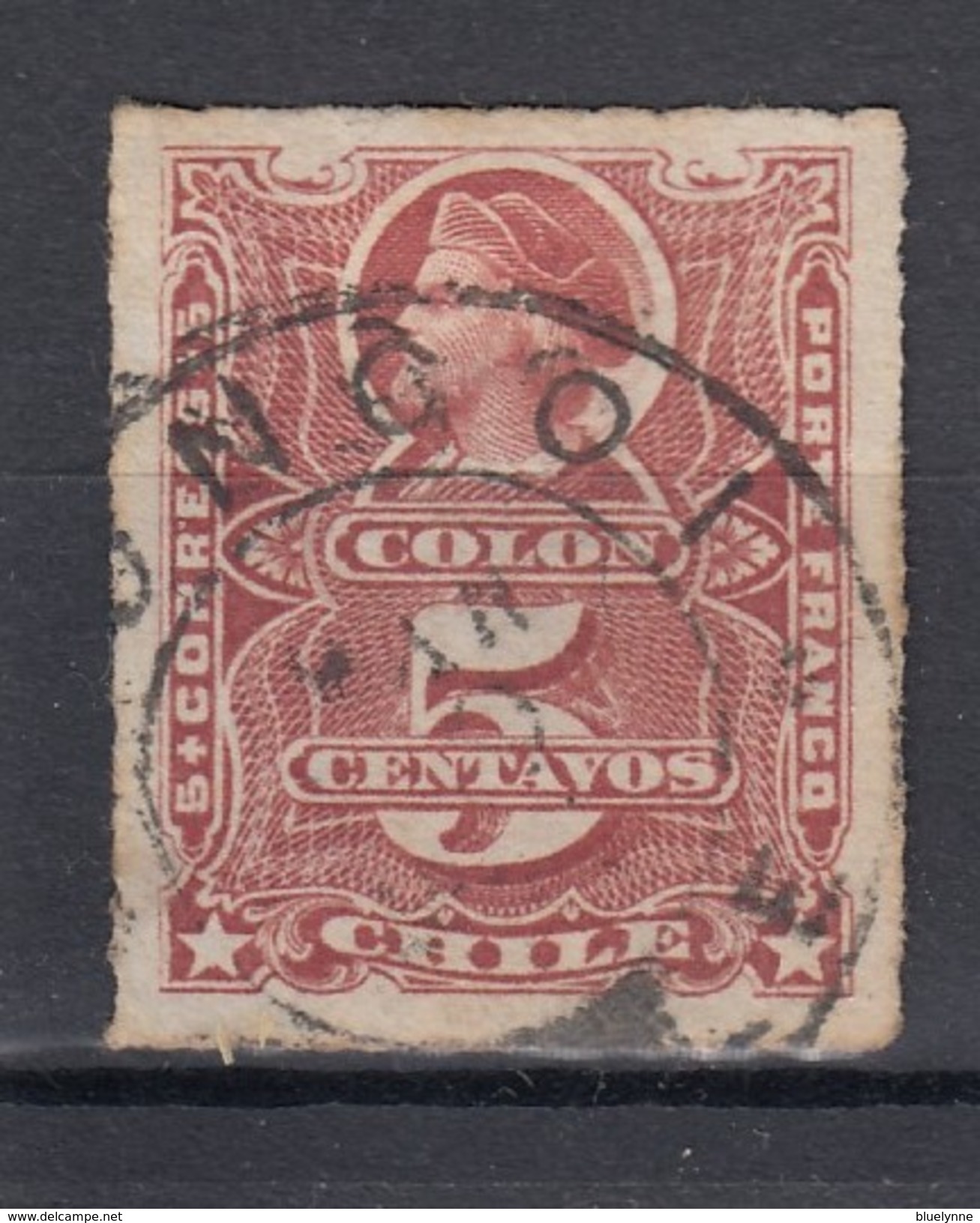 Chile 5 C Kolumbuskopf 1877 - Zentrisch Gestempelt - Chile