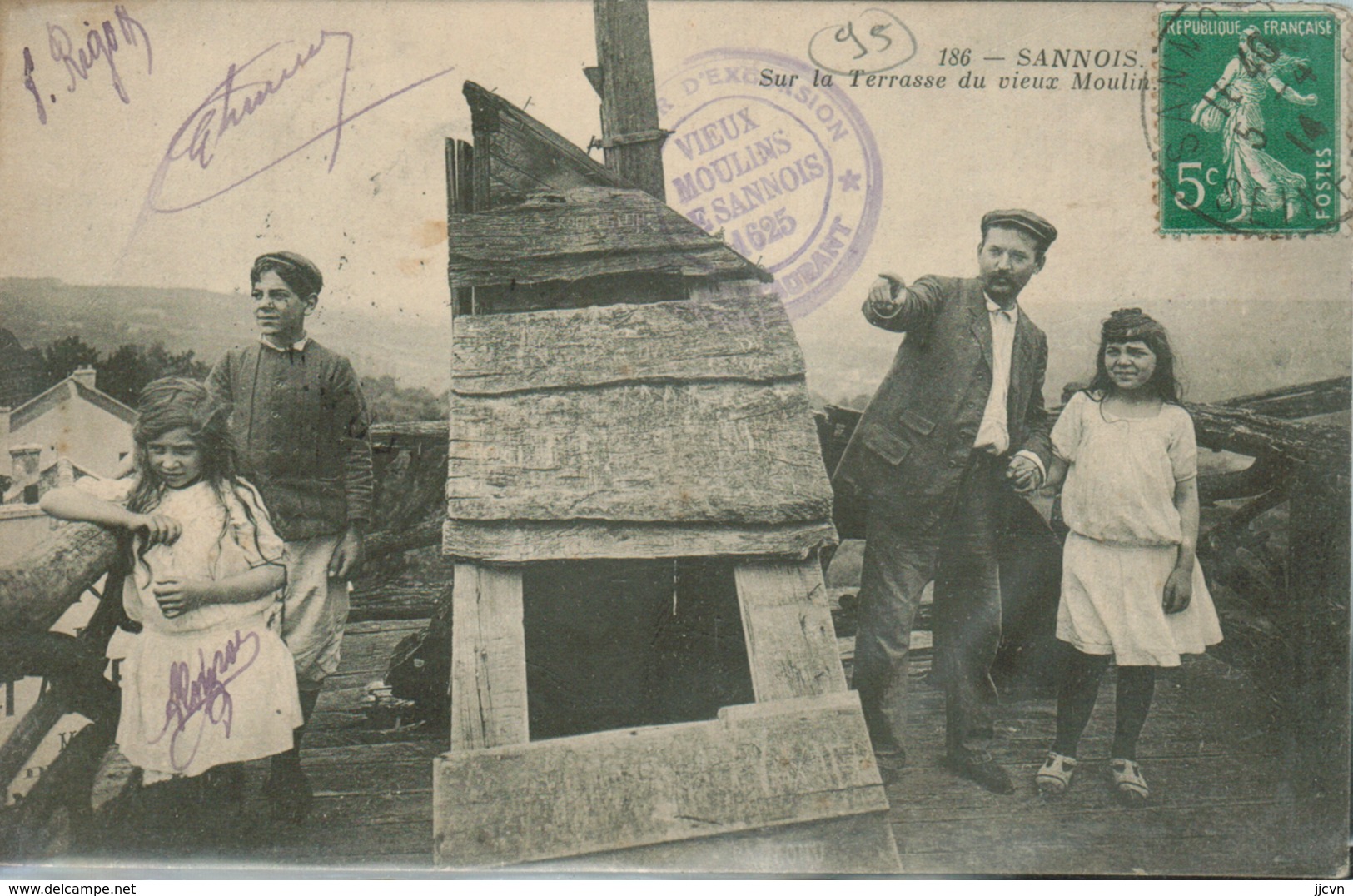 95 - Sannois - Sur La Terrasse Du Vieux Moulin (cachet Souvenir D' Excursion) - Sannois