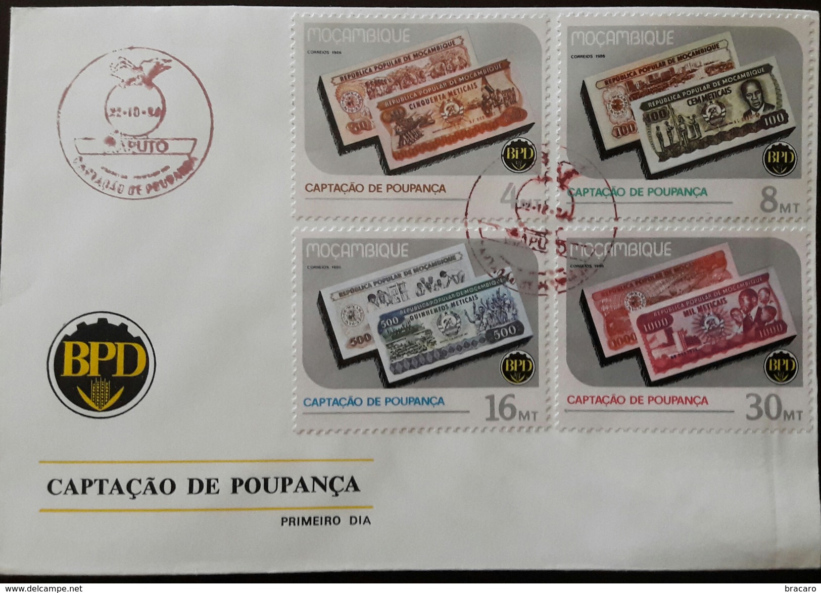 FDC MOÇAMBIQUE / MOZAMBIQUE - CAPTAÇÃO DE POUPANÇA (money, Savings, Banknotes) - Maputo, 22/10/1986 - Mozambique