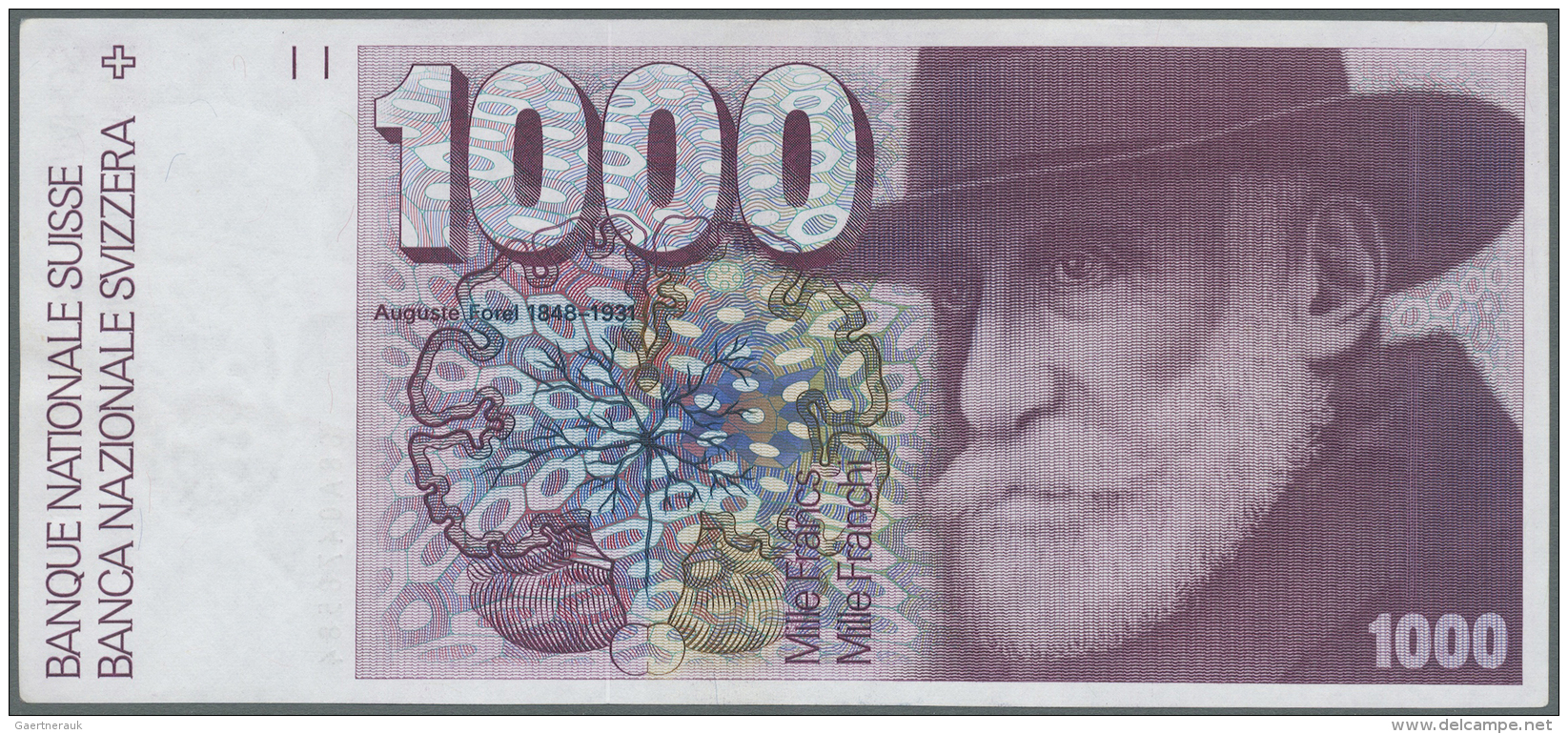 Switzerland / Schweiz: 1000 Franken ND(1987-88) P. 59, Only 2 Very Tiny Corner Folds At Upper Left And Lower Right, Othe - Svizzera