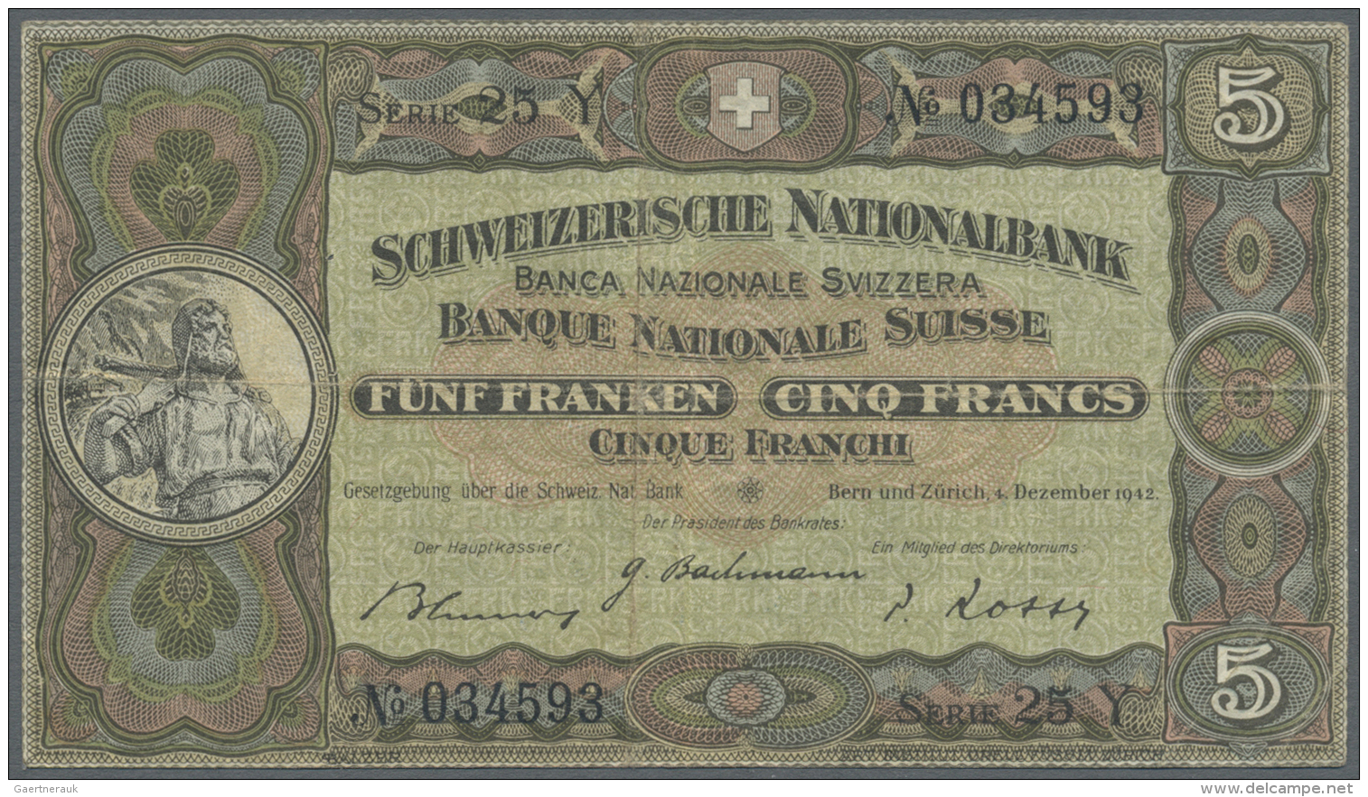 Switzerland / Schweiz: Set Of 2 Notes Containing 5 Franken 1942 P. 11j (F) And 20 Franken 1916 P. 12 Wutg Strong Center - Svizzera