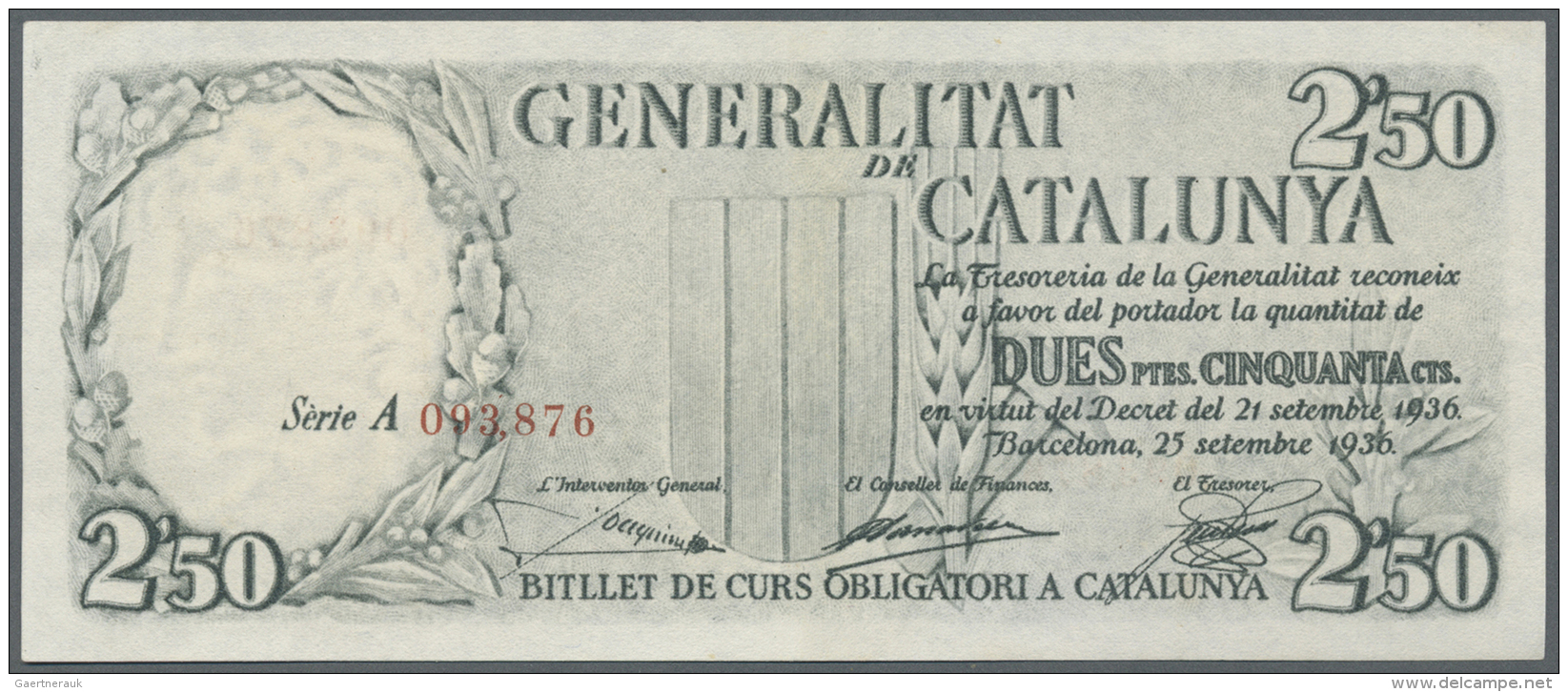 Spain / Spanien: 2,5 Pesetas 1936 P. S591a In Condition: XF. - Autres & Non Classés