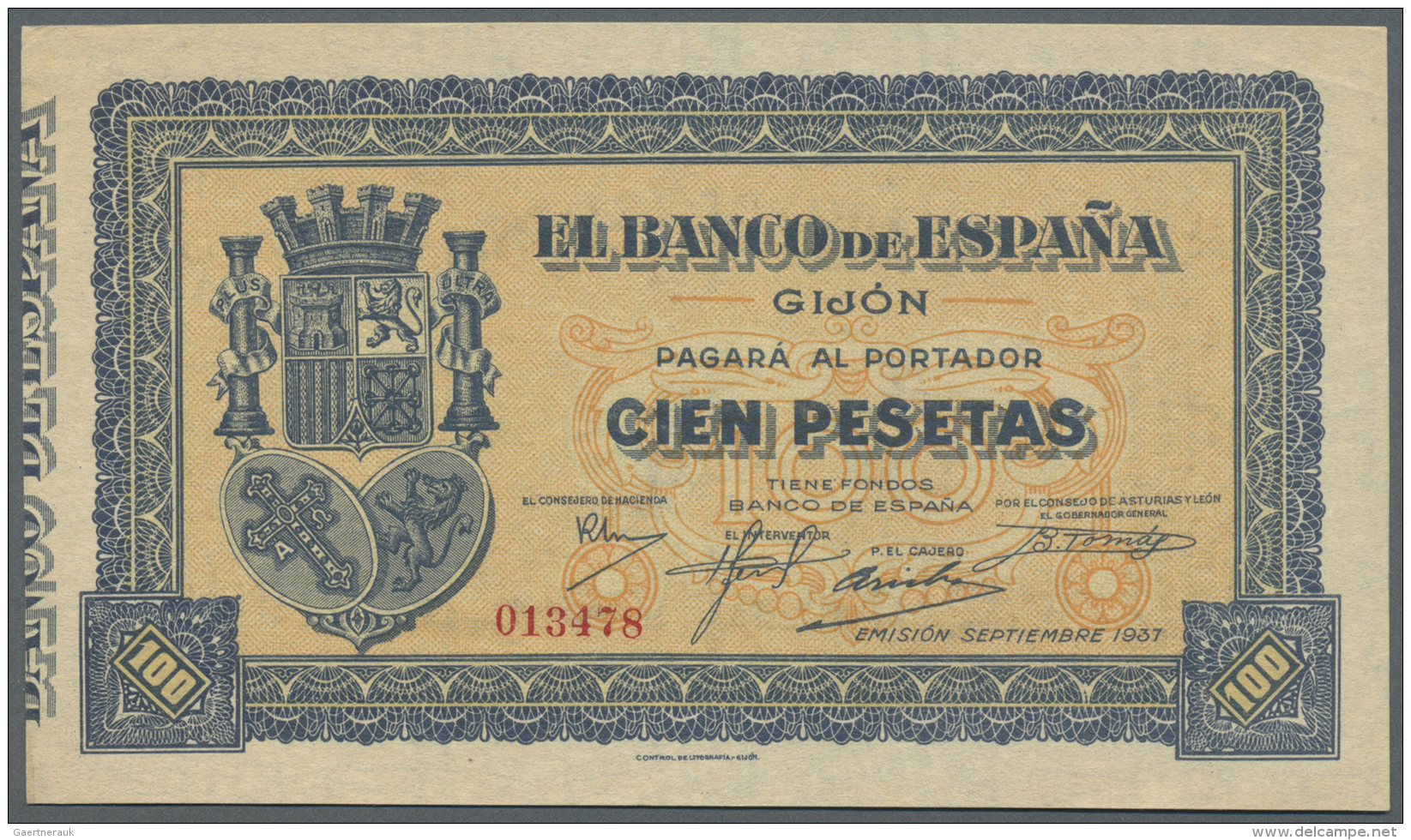 Spain / Spanien: 100 Pesetas 1937 P. S580 In Condition: XF+ To AUNC. - Autres & Non Classés