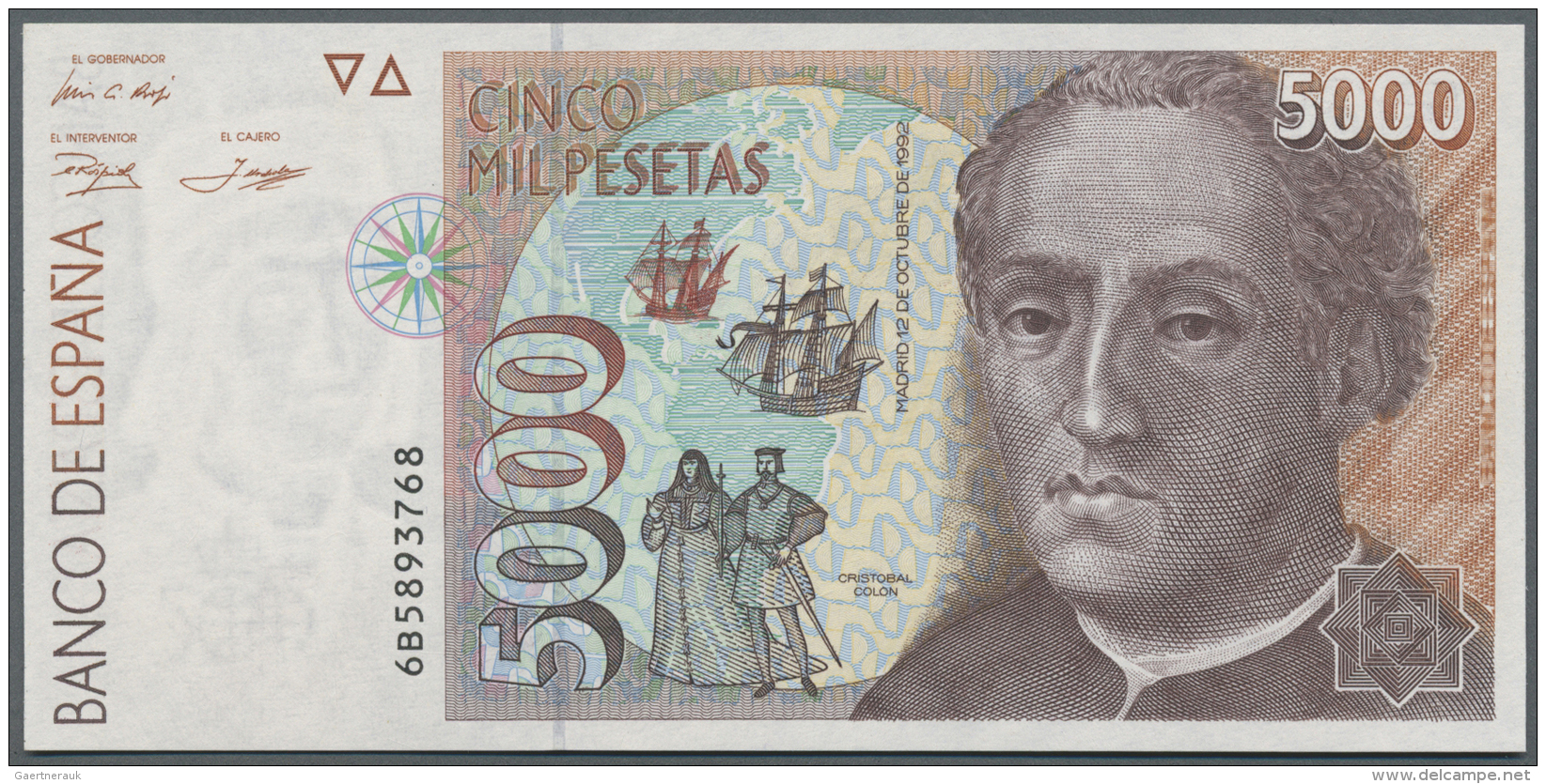 Spain / Spanien: 5000 Pesetas 1992 P. 165 In Condition: UNC. - Autres & Non Classés