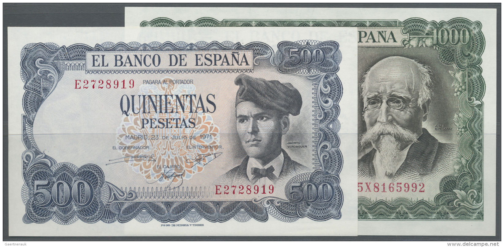 Spain / Spanien: Set Of 2 Notes Containing 500 Pesetas 1971 P. 152a (aUNC) And 1000 Pesetas 1971 P. 154 (aUNC). (2 Pcs) - Autres & Non Classés