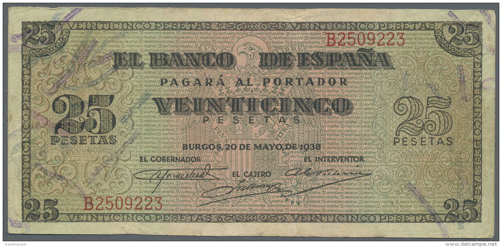 Spain / Spanien: 25 Pesetas 1938 P. 111a In Condition: F. - Autres & Non Classés