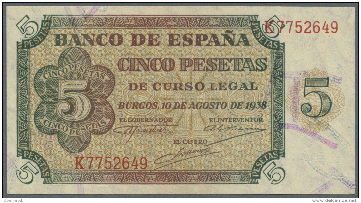 Spain / Spanien: 5 Pesetas 1938 P. 110a In Condition: AUNC. - Altri & Non Classificati