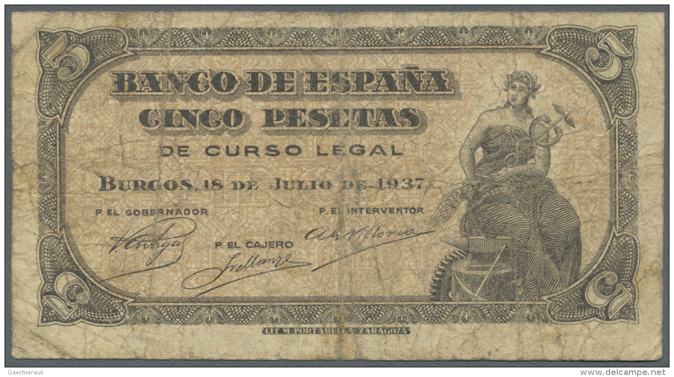 Spain / Spanien: 5 Pesetas 1937 P. 106a In Condition: VG+. - Autres & Non Classés