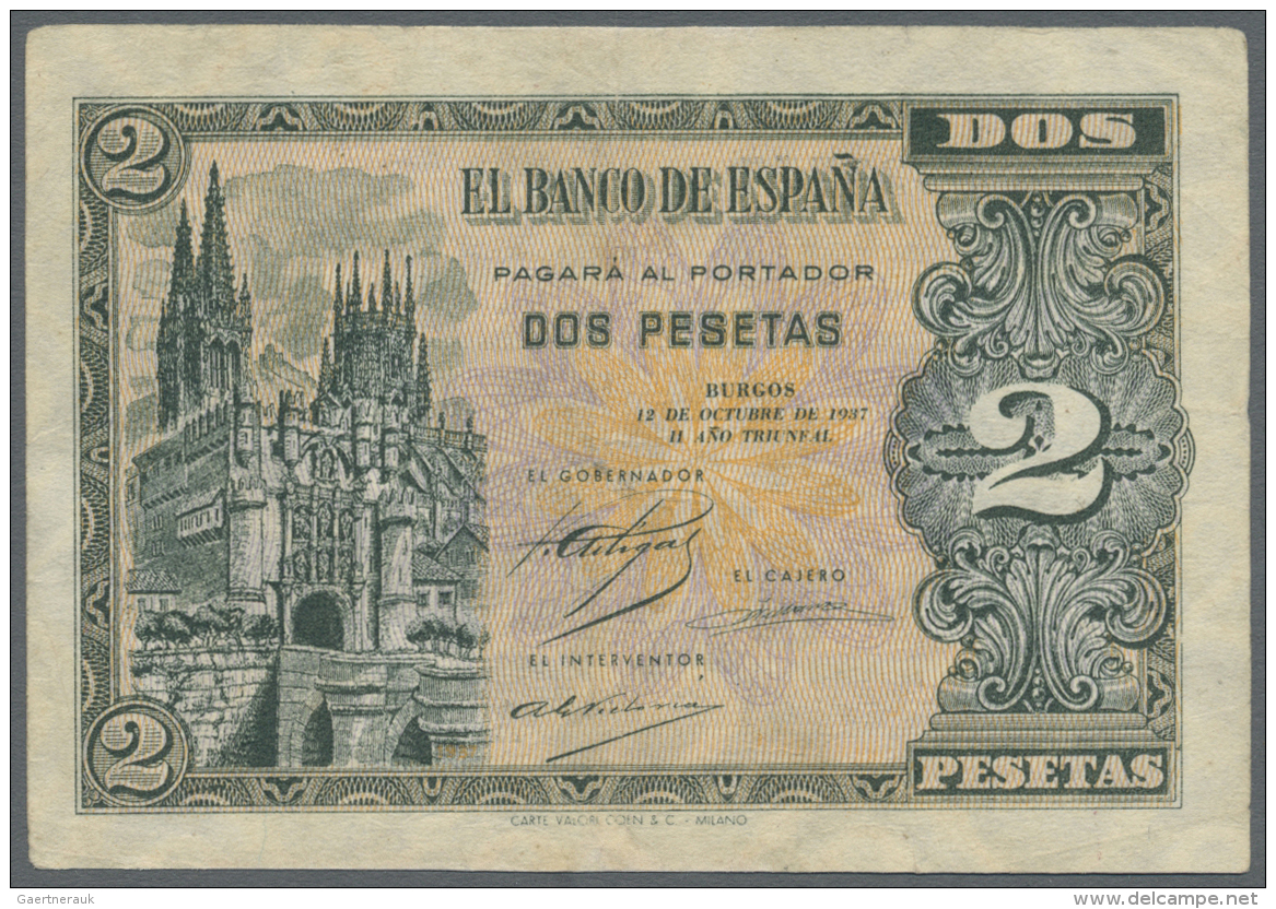 Spain / Spanien: 2 Pesetas 1937 P. 105a In Condition: VF. - Altri & Non Classificati
