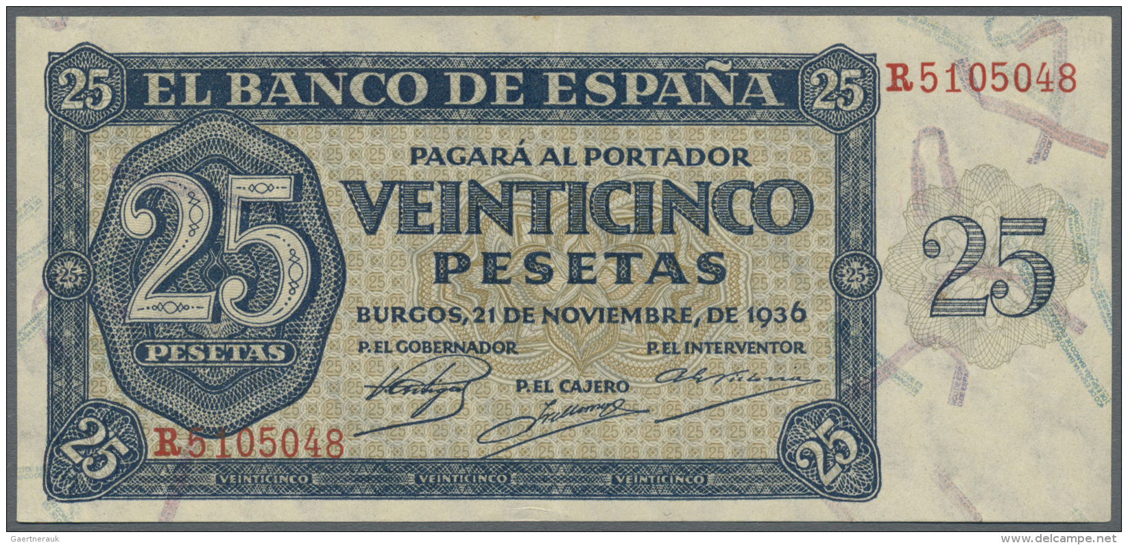 Spain / Spanien: 25 Pesetas 1935 P. 99a In Condition: VF+. - Autres & Non Classés