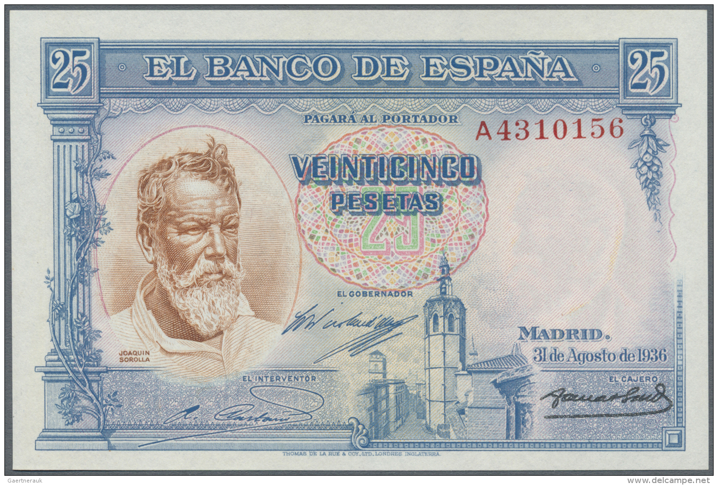 Spain / Spanien: 25 Pesetas 1936 P. 87b In Crisp Original Condition: UNC. - Altri & Non Classificati