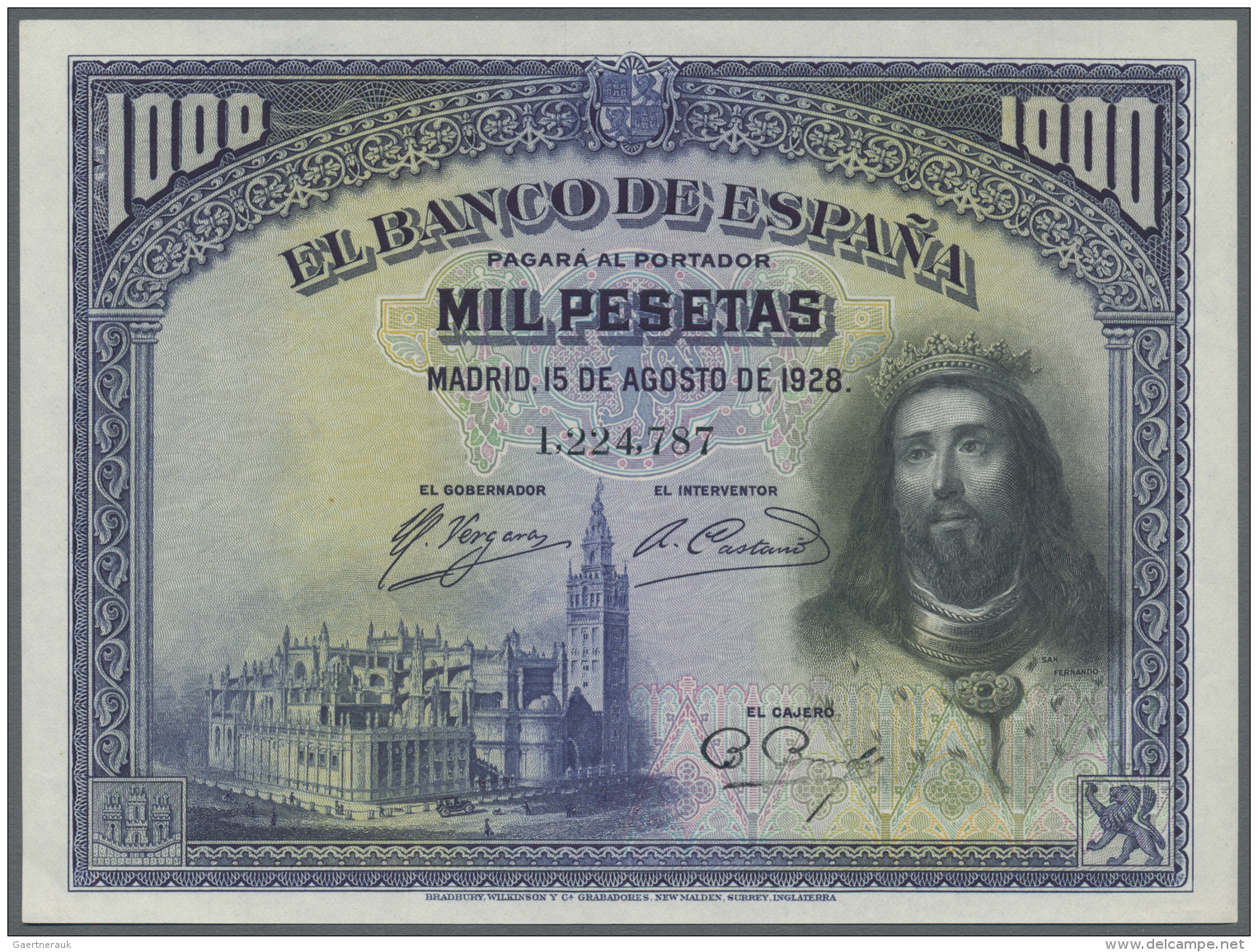 Spain / Spanien: 1000 Pesetas 1928 P. 78a In Condition: AUNC. - Autres & Non Classés