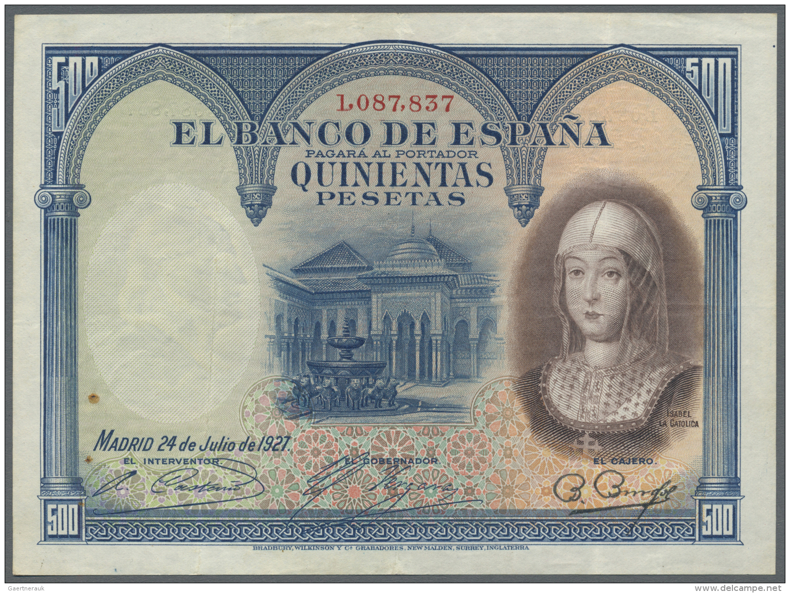 Spain / Spanien: 500 Pesetas 1927 P. 73a In Condition: VF-. - Autres & Non Classés