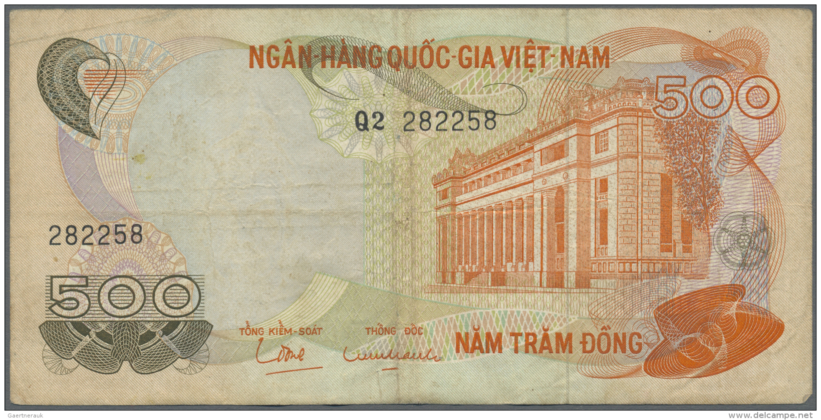 South Vietnam / S&uuml;d Vietnam: Bundle Of 100 Pcs 500 Dong 1970 P. 28, All In Used Condition With Stains And Folds Fro - Vietnam