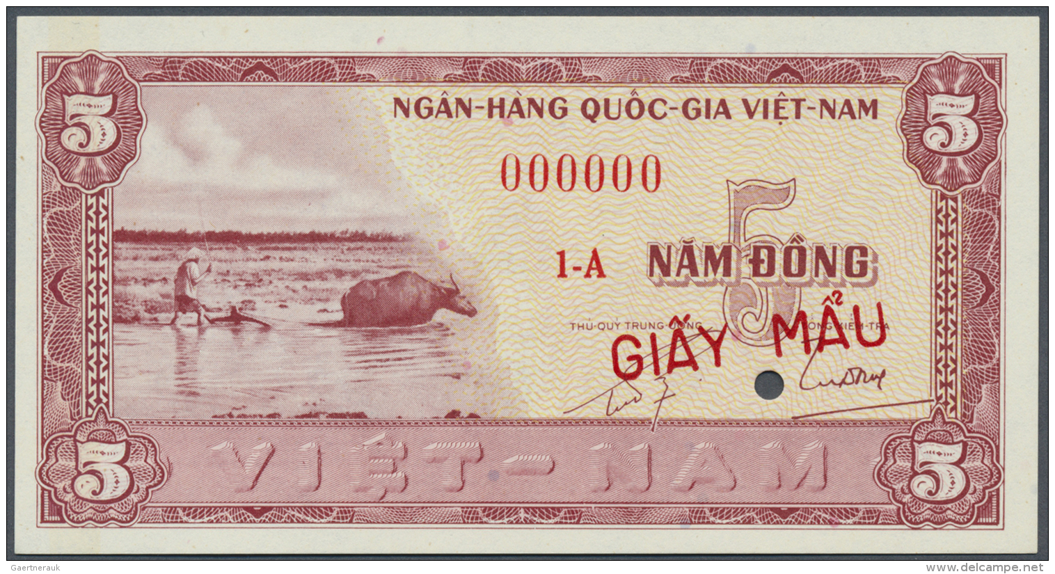 South Vietnam / S&uuml;d Vietnam: 5 Dong ND Specimen P. 13s, In Condition: UNC. - Viêt-Nam