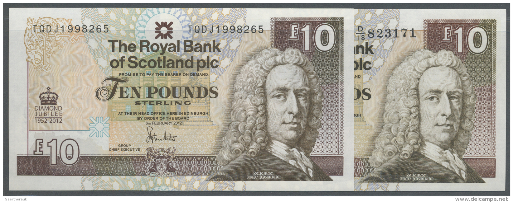 Scotland / Schottland: Set Of The Notes The Royal Bank Of Scotland Plc Containing 10 Pounds 2006 &amp; 2012 In Condition - Autres & Non Classés