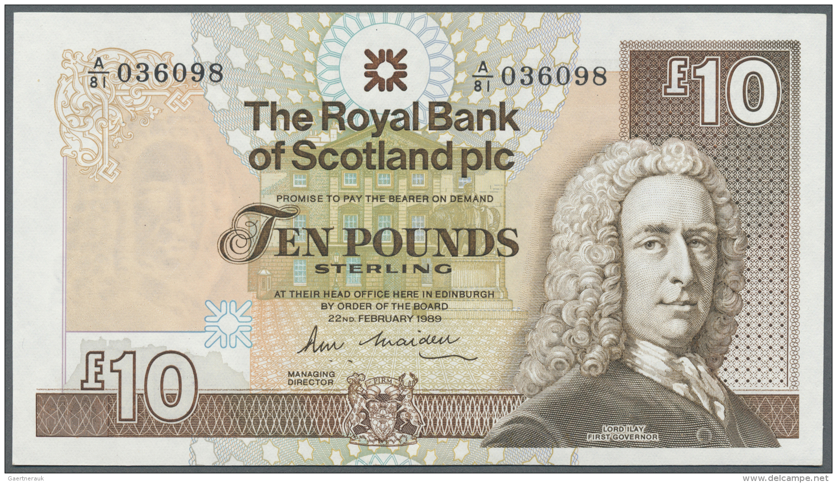 Scotland / Schottland: The Royal Bank Of Scotland Plc 10 Pounds 1989 P. 348a In Condition: UNC. - Autres & Non Classés