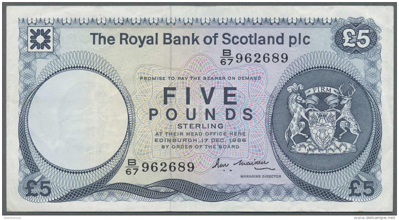 Scotland / Schottland: The Royal Bank Of Scotland Plc. 5 Pounds 1986 P. 342d In Condition: VF-. - Autres & Non Classés