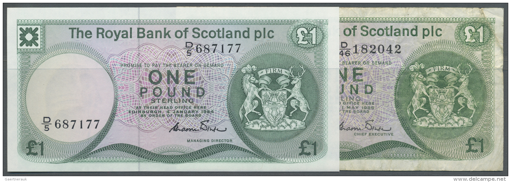 Scotland / Schottland: Set Of 2 Notes The Royal Bank Of Scotland Plc. Containing 1 Pound 1981 P. 341b (UNC) And 1 Pound - Autres & Non Classés