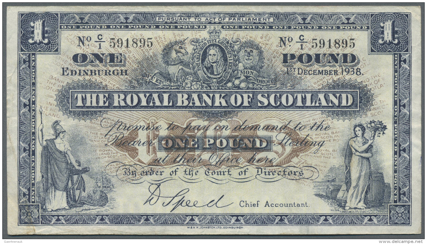 Scotland / Schottland: The Royal Bank Of Scotland 1 Pound 1938 P. 322 In Condition: F To F+. - Autres & Non Classés