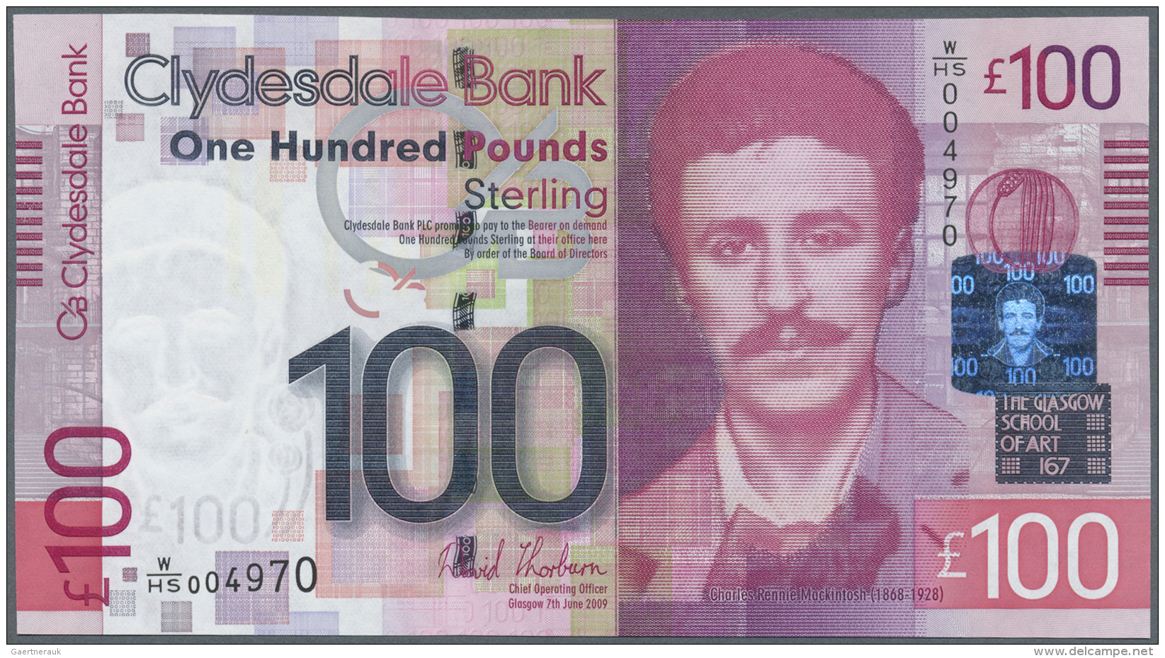 Scotland / Schottland: Clydesdale Bank PLC 100 Pounds 2009 P. 229M In Crisp Original Condition: UNC. - Autres & Non Classés