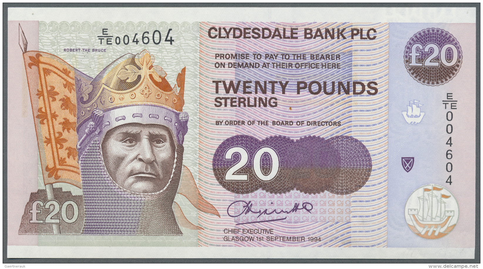 Scotland / Schottland: Clydesdale Bank Plc 20 Pounds 1994 P. 221a In Condition: UNC. - Autres & Non Classés