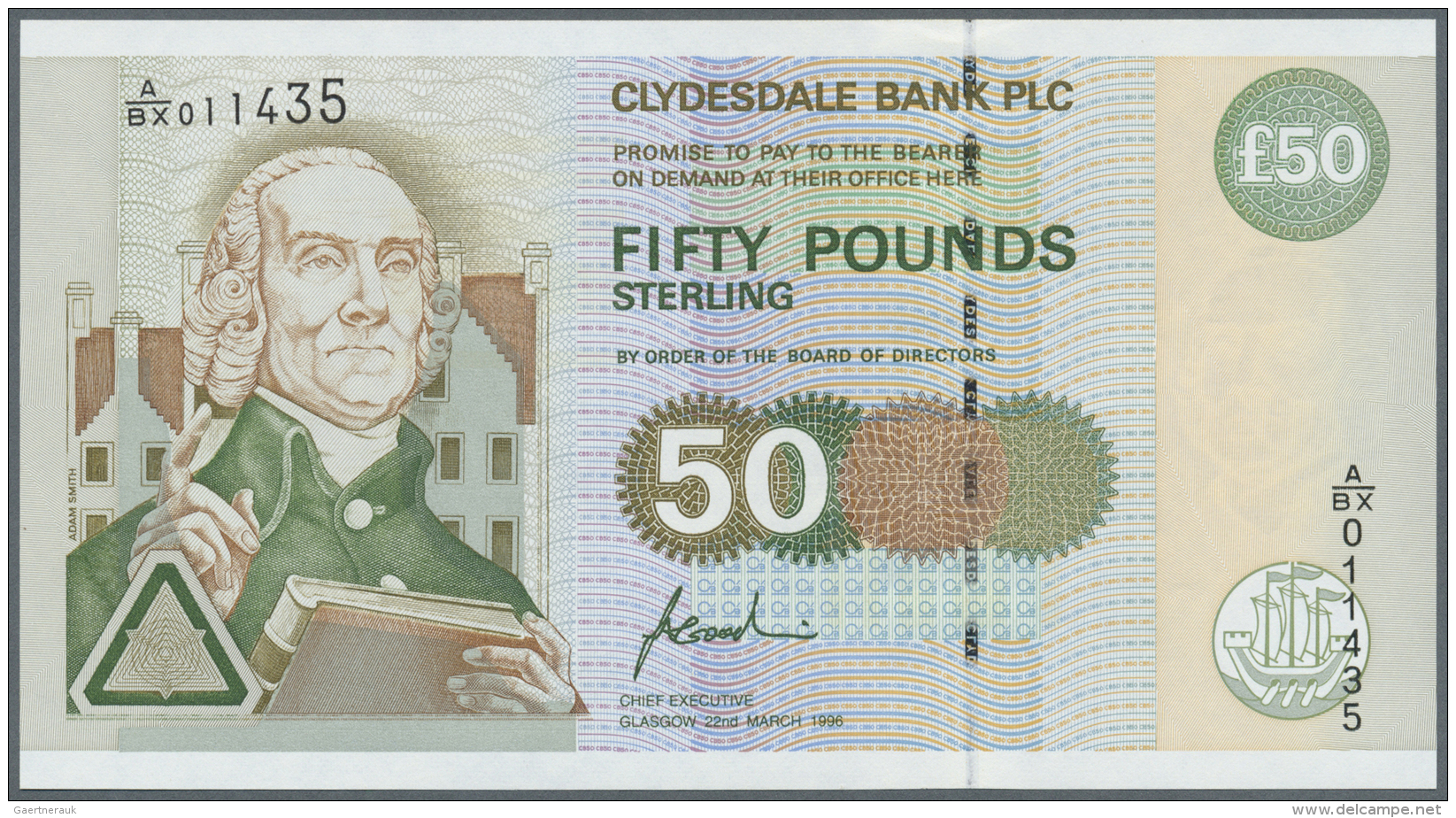 Scotland / Schottland: Clydesdale Bank PLC 50 Pounds 1996 P. 225a In Crisp Original Condition: UNC. - Autres & Non Classés